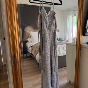 Zara Black and White Striped Jumpsuit